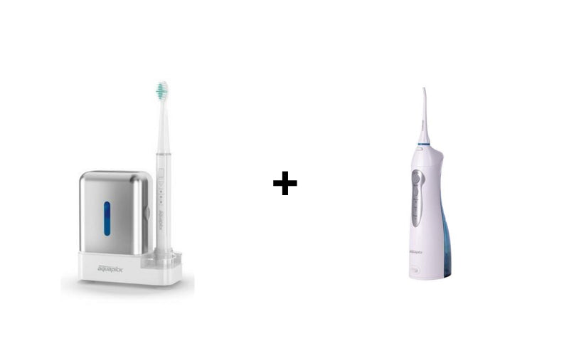 BUNDLE DISCOUNT: Cordless Version & Chargeable Mouth Wash Expert Aquapick Oral Irrigator AQ-210 & Aquapick Sonic Care Electric Toothbrush AQ-110 - Evercare Innovation
