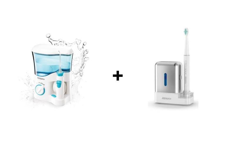 BUNDLE DISCOUNT: Mouth Wash Expert Aquapick Oral Irrigator AQ-300 & Aquapick Sonic Care Electric Toothbrush AQ-110 - Evercare Innovation